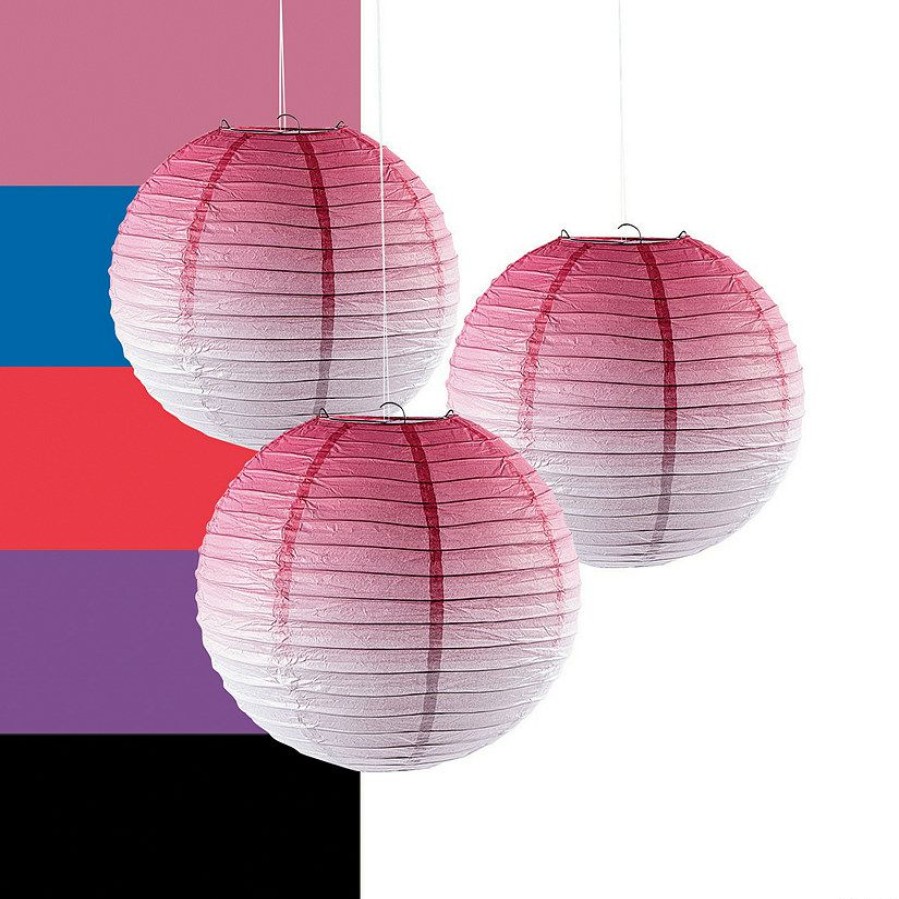 Party Decorations * | Ombre Hanging Paper Lanterns 3 Pc.