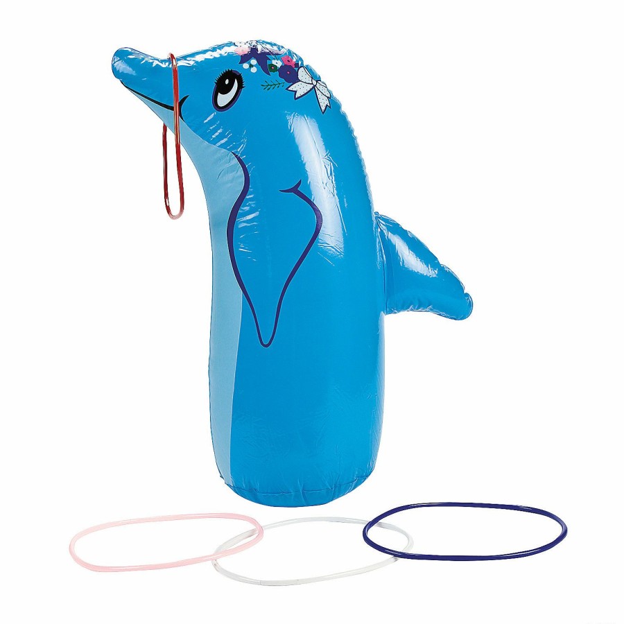 Toys, Games & Novelties * | Inflatable Dolphin Ring Toss Game