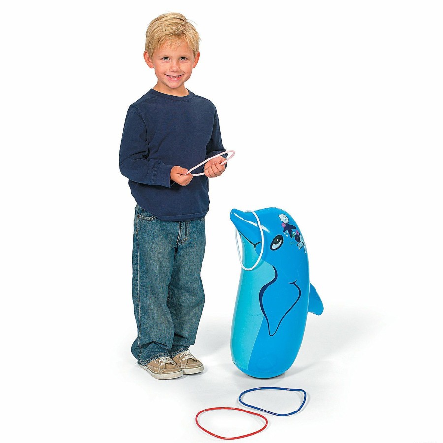 Toys, Games & Novelties * | Inflatable Dolphin Ring Toss Game