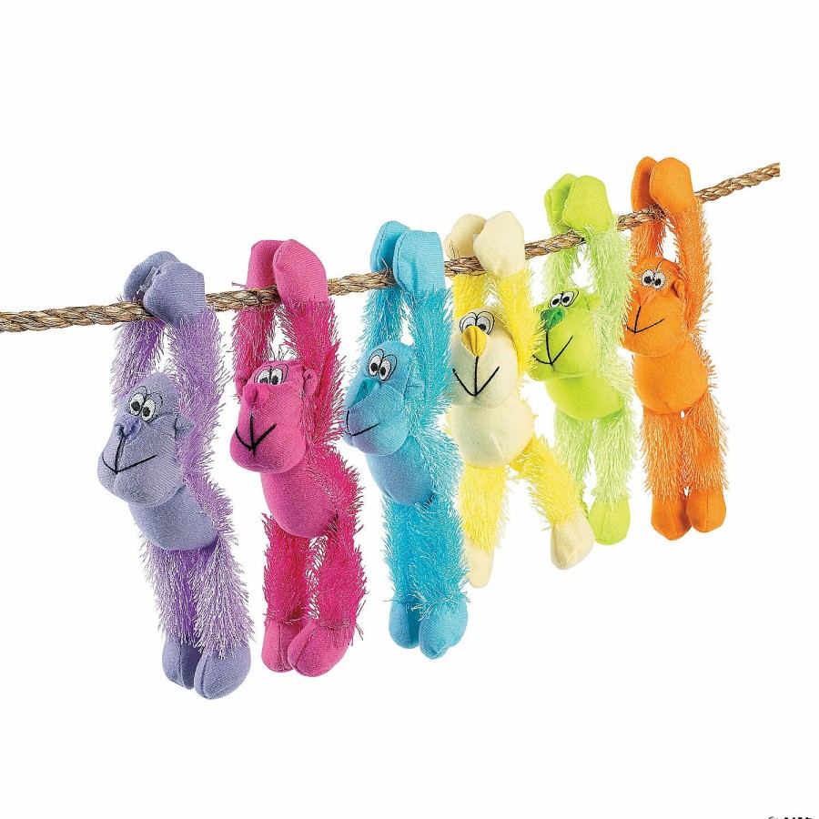 Toys, Games & Novelties * | Long Arm Neon Stuffed Gorillas 12 Pc.