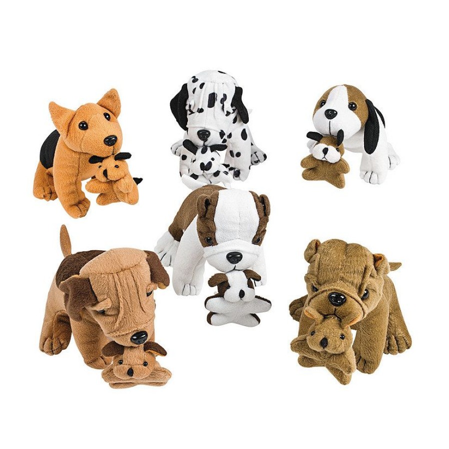 Toys, Games & Novelties * | Stuffed Dogs Holding Puppies 12 Pc.