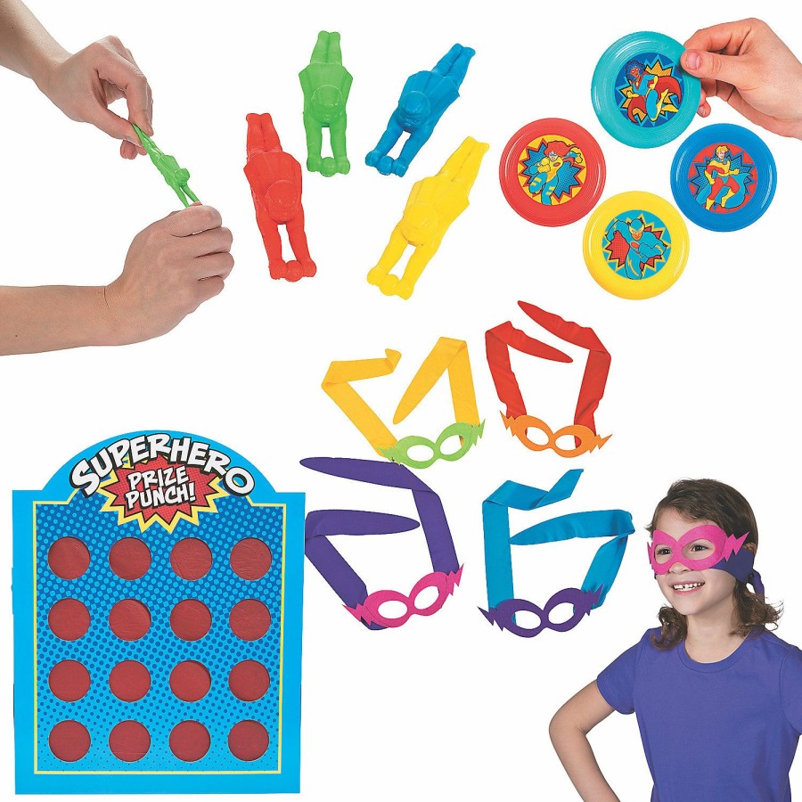 Toys, Games & Novelties * | Superhero Prize Punch Game With Prizes 97 Pc.