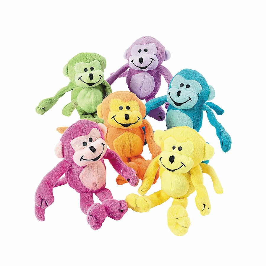 Toys, Games & Novelties * | Neon Stuffed Monkeys 12 Pc.