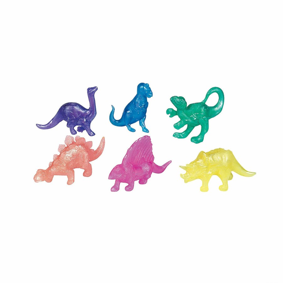 Toys, Games & Novelties * | Pearlized Squishy Dinosaurs 48 Pc.