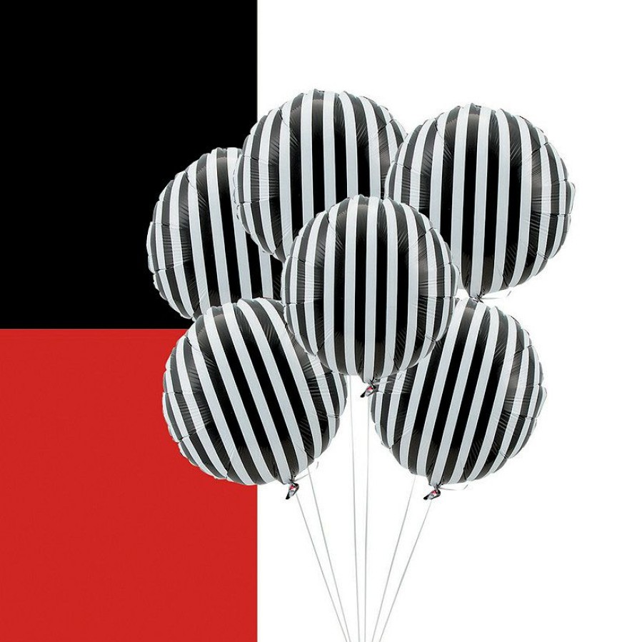 Party Decorations * | Striped 18 Mylar Balloons 6 Pc.