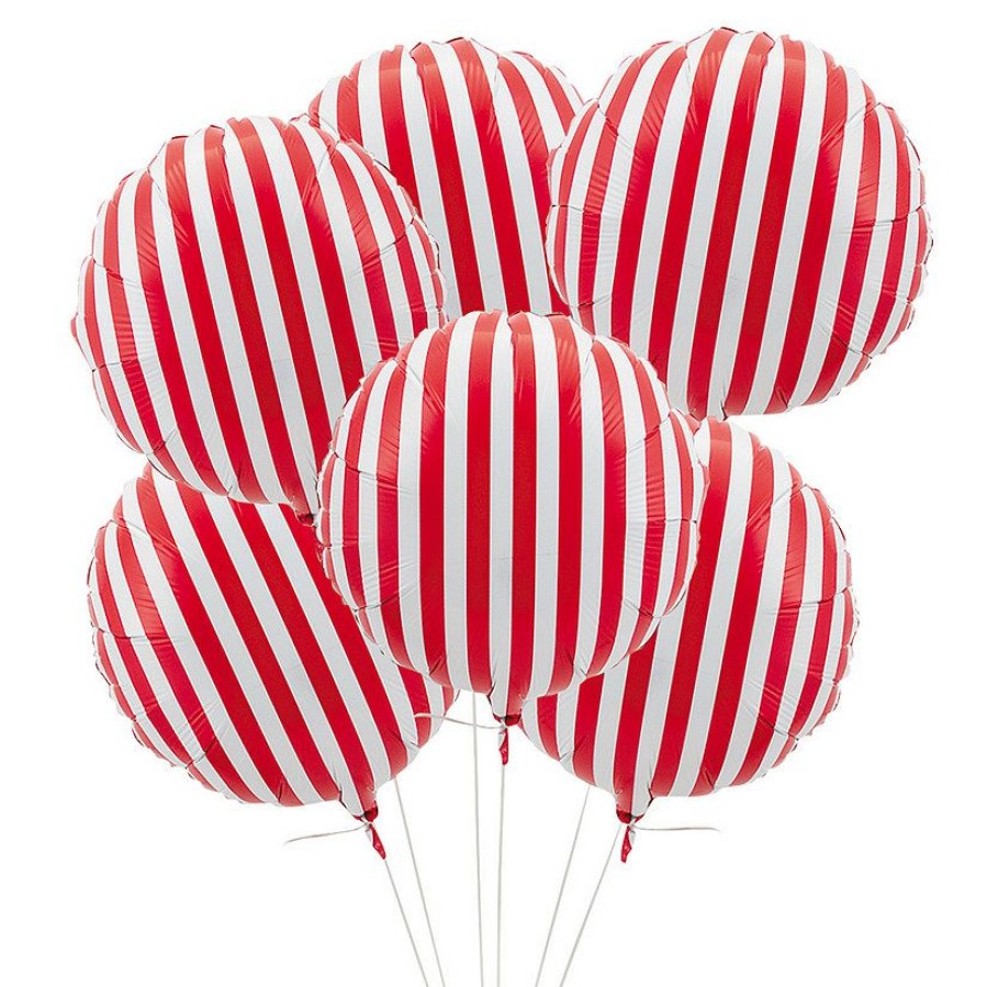 Party Decorations * | Striped 18 Mylar Balloons 6 Pc.