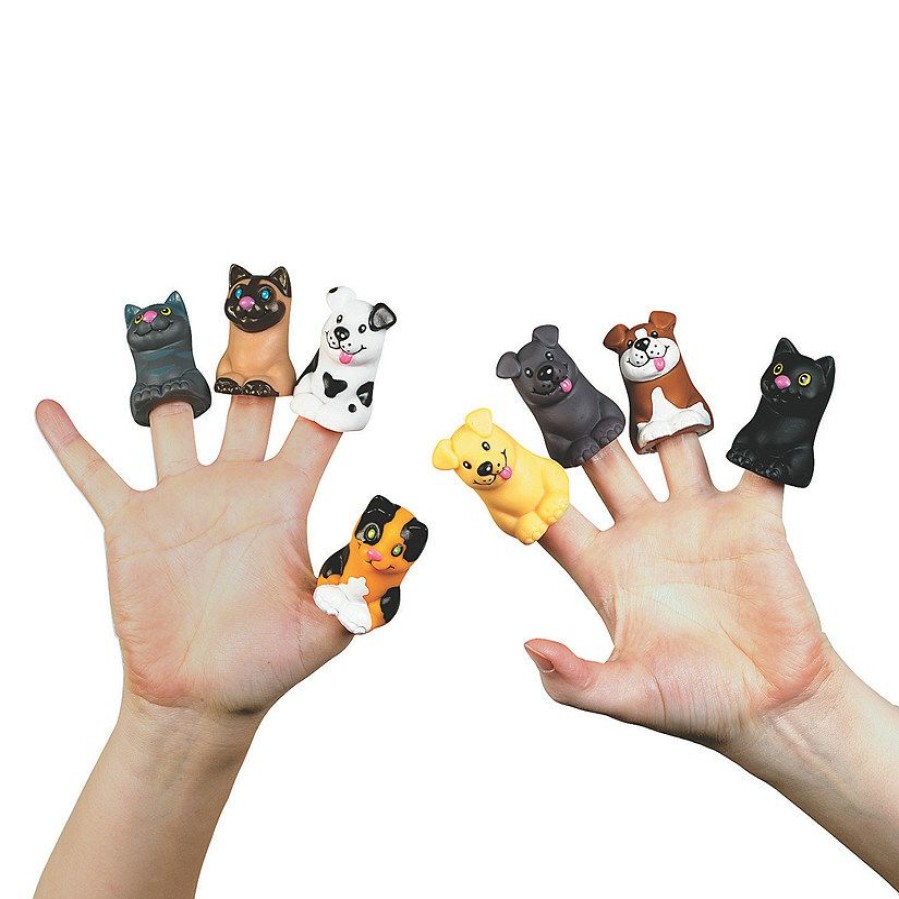 Toys, Games & Novelties * | Cat & Dog Finger Puppets 24 Pc.