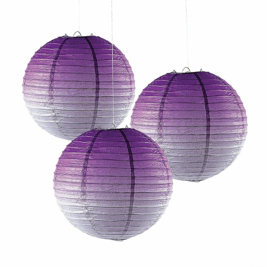 Party Decorations * | Ombre Hanging Paper Lanterns 3 Pc.