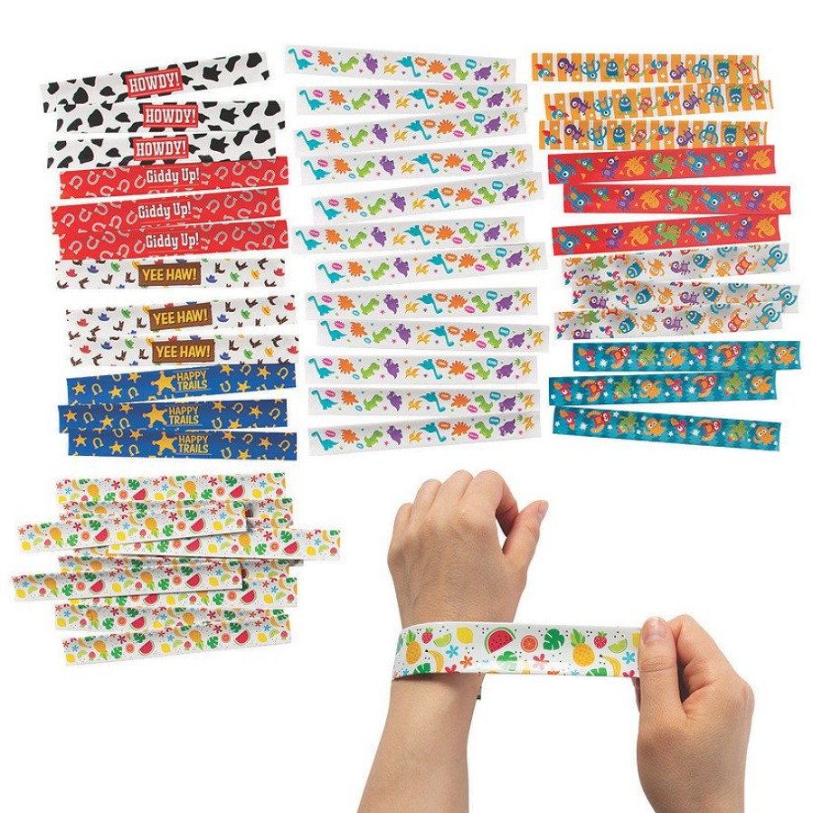 Toys, Games & Novelties * | Bulk Fun Icons Slap Bracelet Assortment 48 Pc.