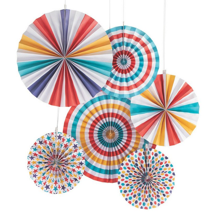 Party Decorations * | 8 16 Carnival Hanging Paper Fans 6 Pc.