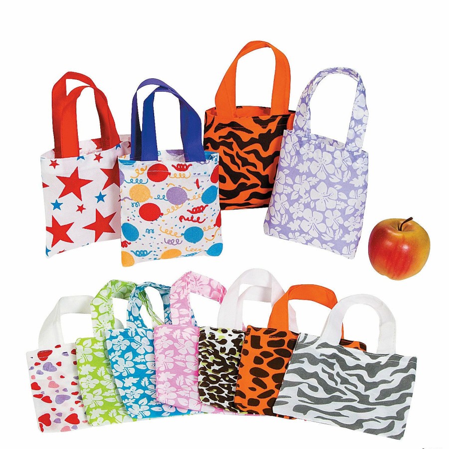 Toys, Games & Novelties * | 6 X 6 Mini Nonwoven Patterned Mega Tote Bag Assortment 12 Pc.