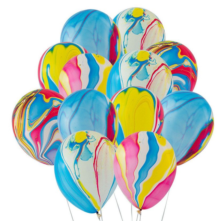 Party Decorations * | Colorful Marble 11 Latex Balloons 12 Pc.