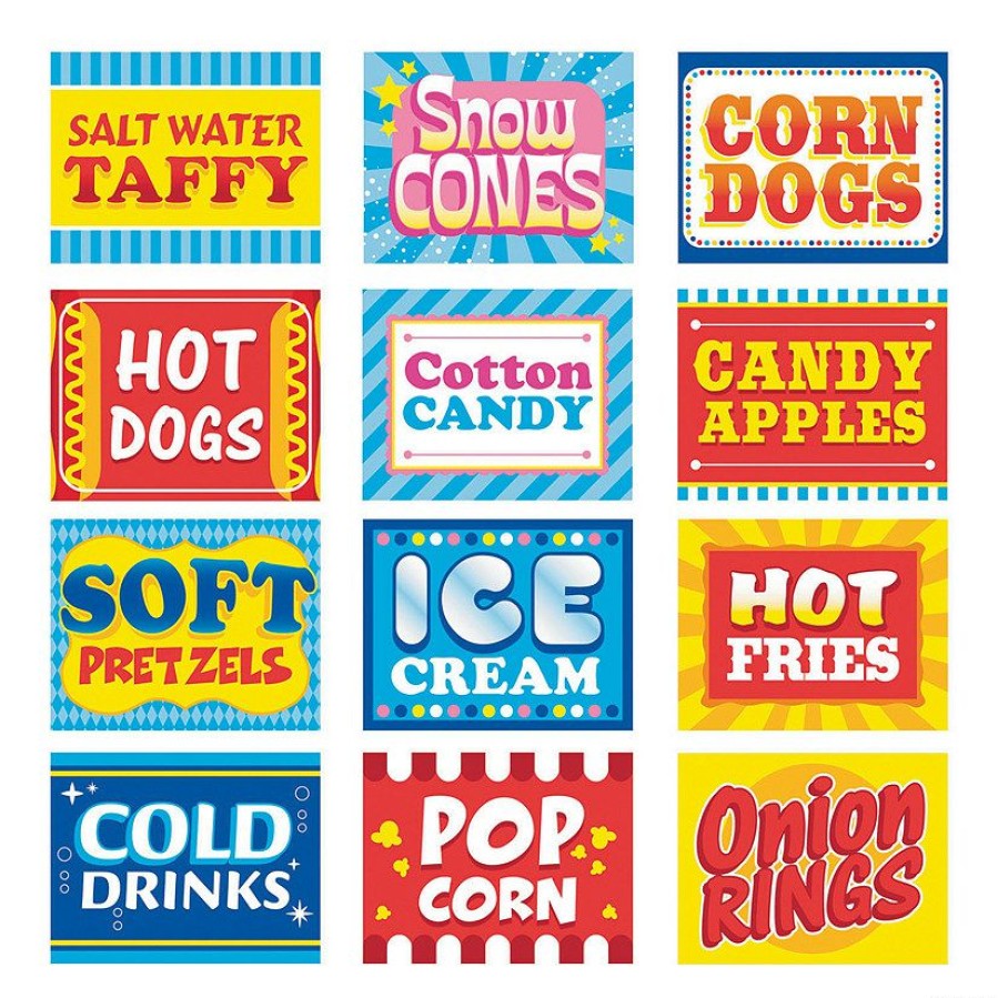 Party Decorations * | Carnival Food Signs 12 Pc.