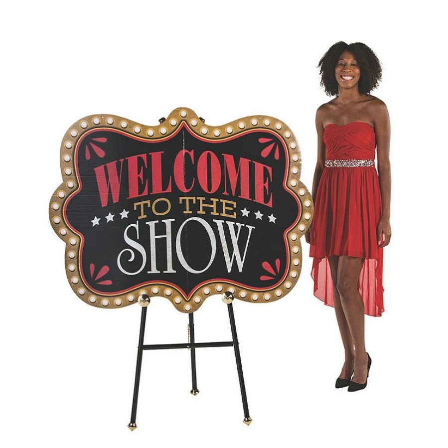 Party Decorations * | 51 Large Welcome To The Show Circus Cardboard Sign 1 Pc.