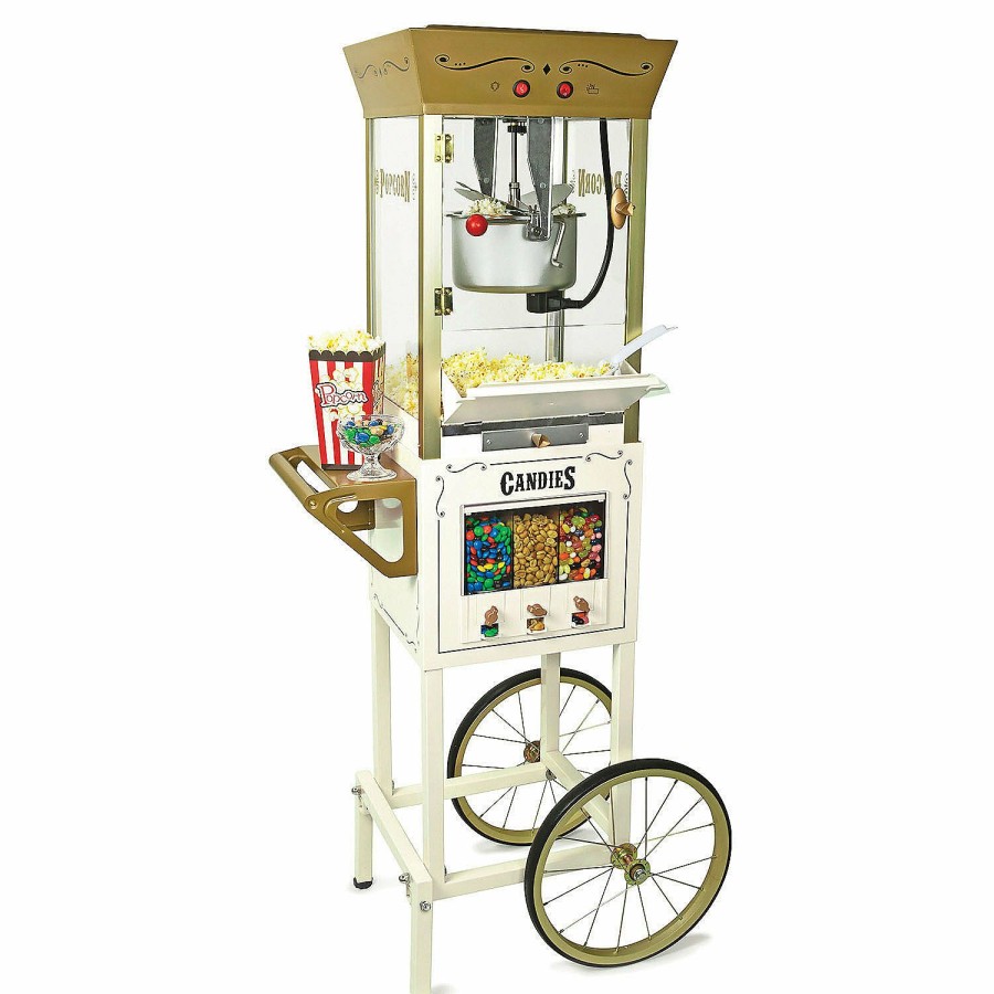 Candy * | Nostalgia 53 Vintage 10-Ounce Popcorn Cart And Snack Dispenser Ivory