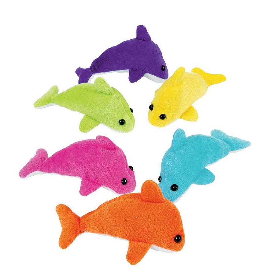 Toys, Games & Novelties * | Neon Stuffed Dolphins 12 Pc.