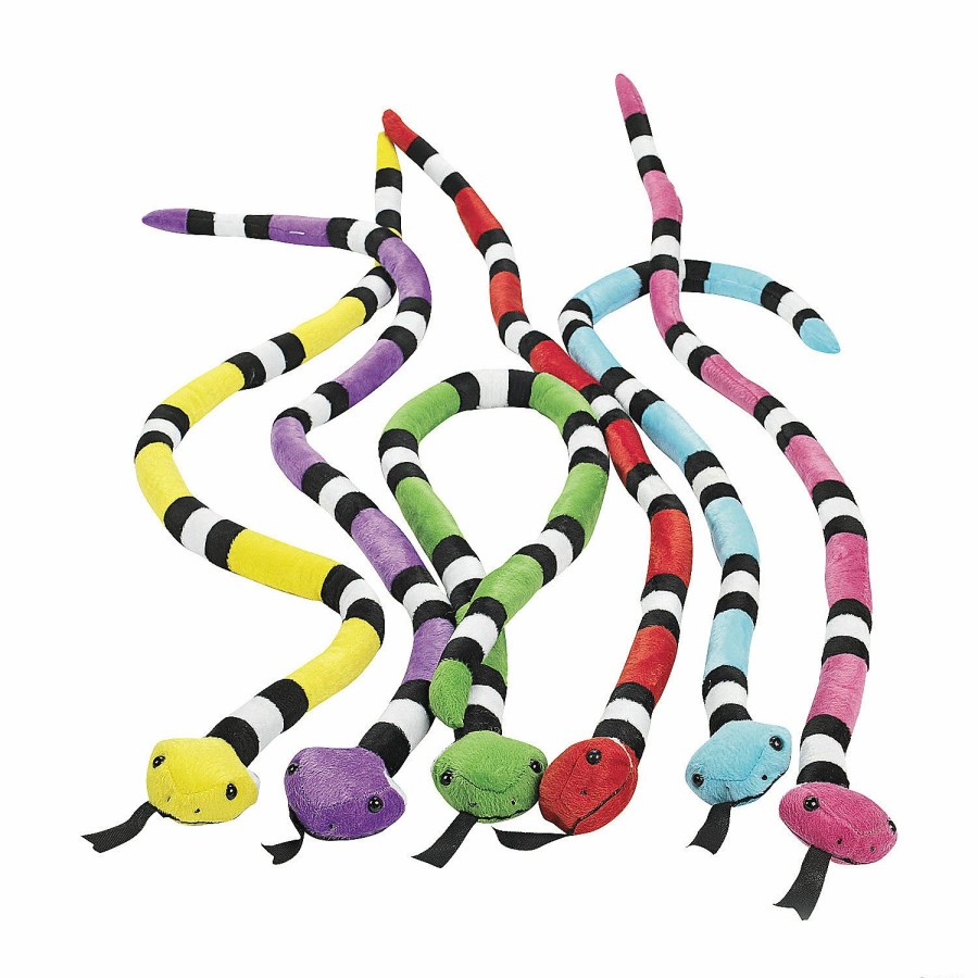 Toys, Games & Novelties * | Bright Striped Stuffed Snakes 12 Pc.