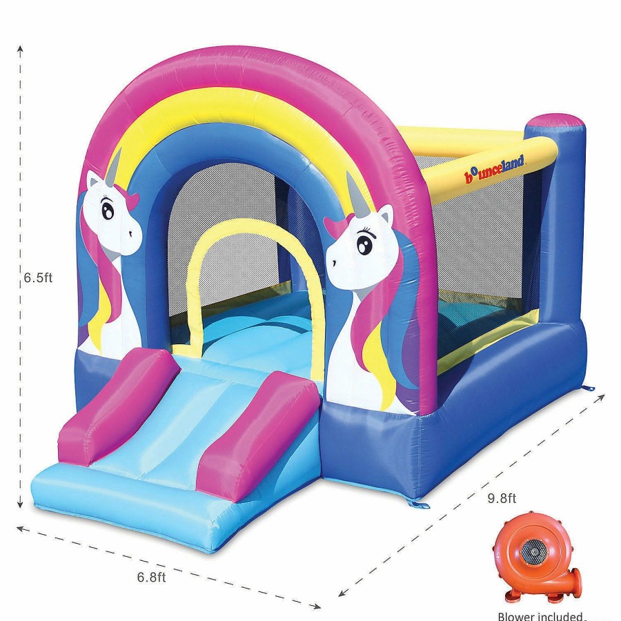 Toys, Games & Novelties * | Bounceland Rainbow Unicorn Bounce House With Slide